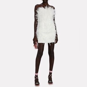 Cult Gaia Ashlyn Feathered Satin Mini Dress